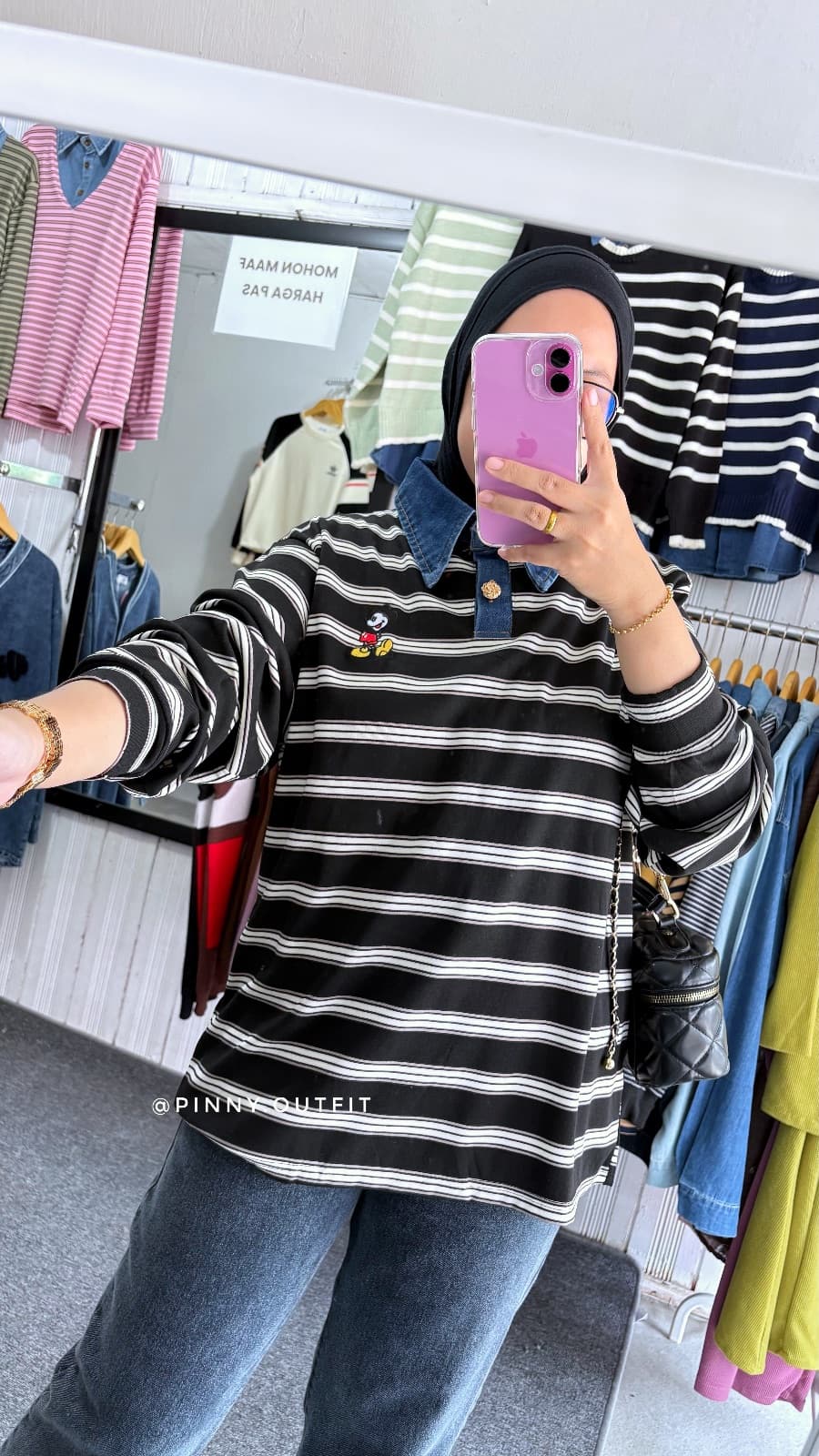 Kaos Salur Mickey Kecil Kerah Jeans — foto 1