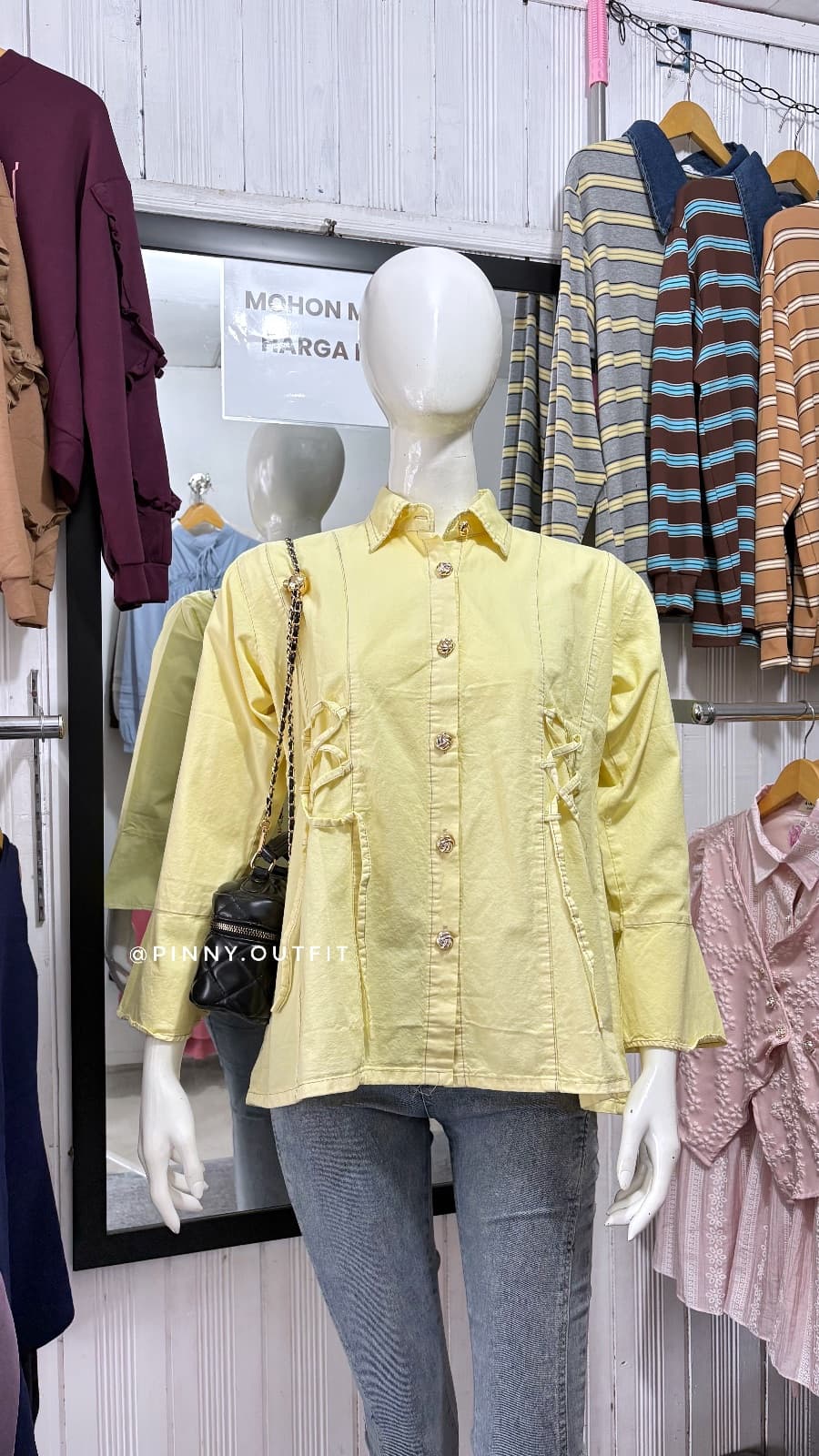 Kemeja Wispie Tali Polo — Kuning