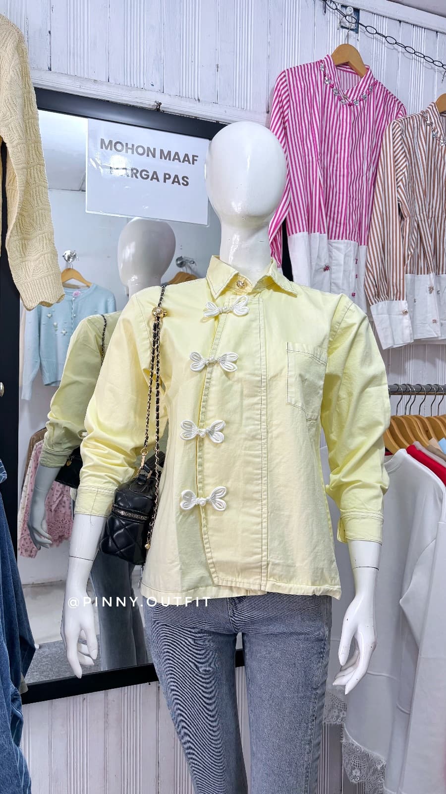 Kemeja Polos Kancing Cheongsam — Kuning