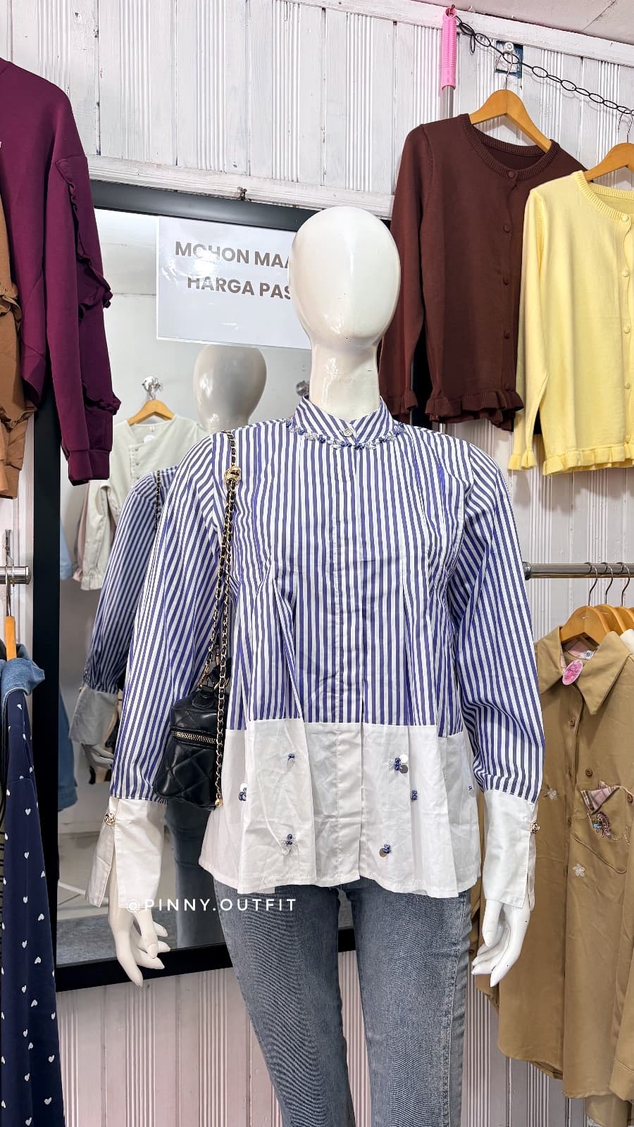 Kemeja Salur Mute — Biru