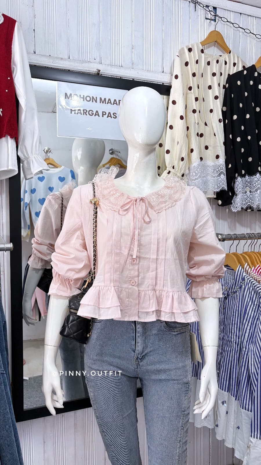 Blouse Crop Rample — Pink